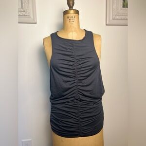 Anthropologie women’s Picro black sleeveless top with ruching pullover top XL